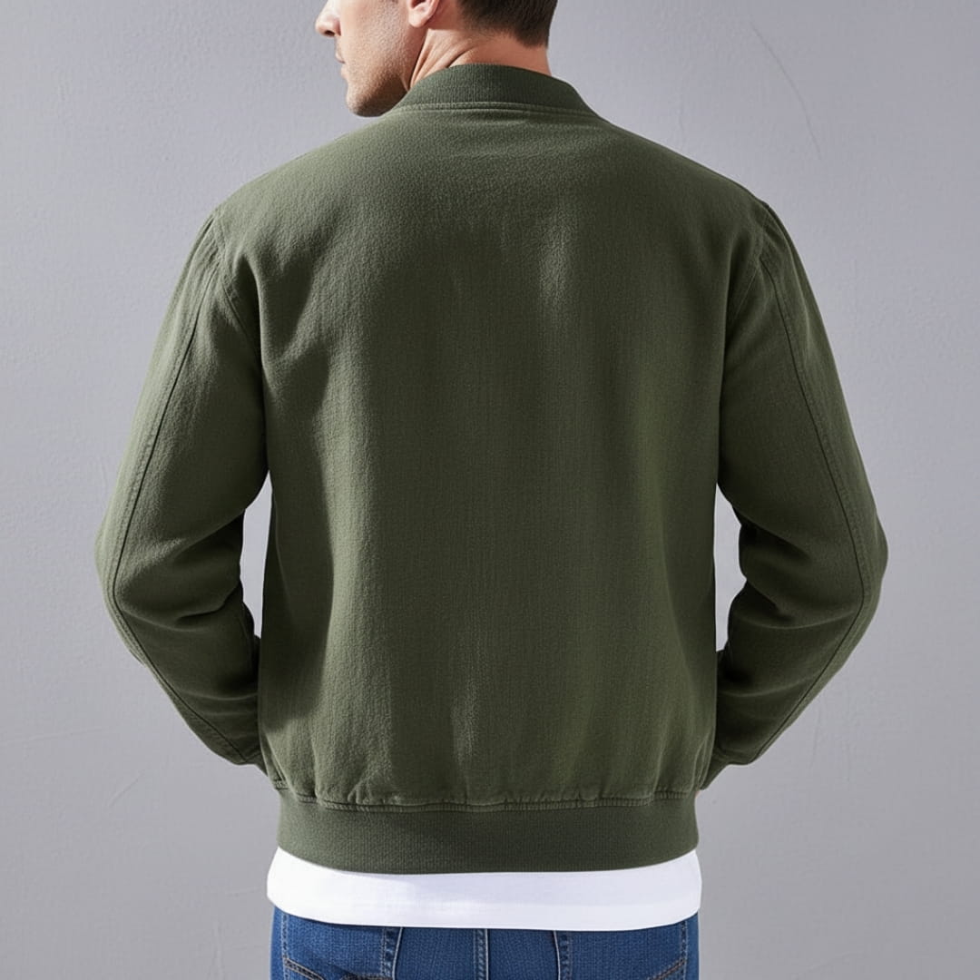 Nelson Linen Blend Bomber Jacket – Zip-Up Lightweight Casual Outerwear