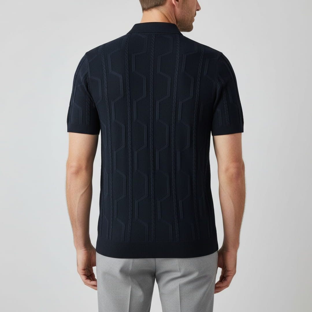 Marco Men’s Jacquard Polo Shirt – Viscose Cotton Blend with Relaxed Fit