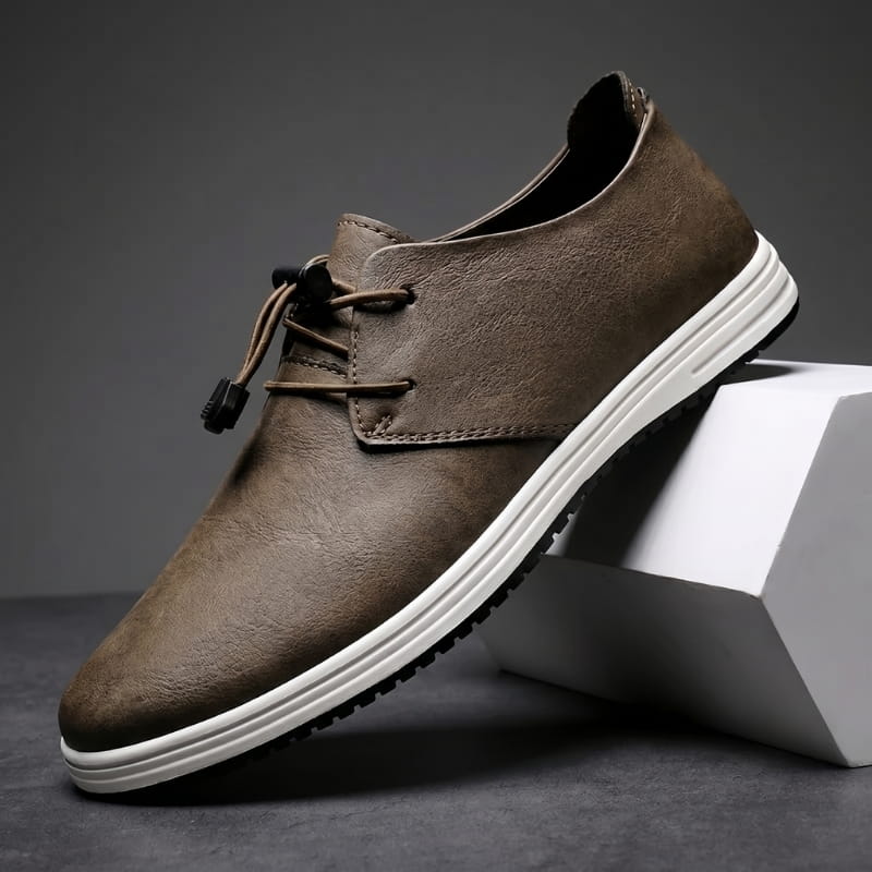 Zander Leather Lace-Up Trainers – Cushioned Lightweight Casual Footwear