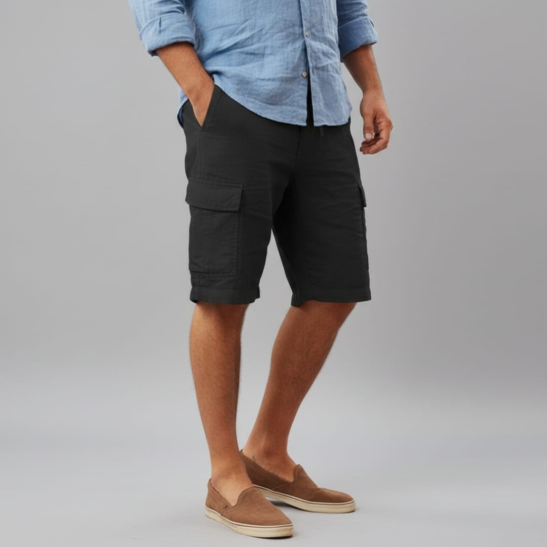 Adrian Cotton Linen Cargo Shorts – Relaxed Fit Breathable Summer Shorts