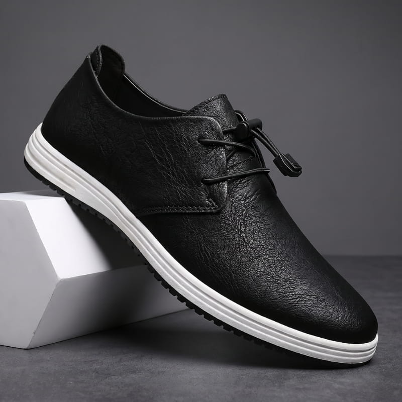 Zander Leather Lace-Up Trainers – Cushioned Lightweight Casual Footwear