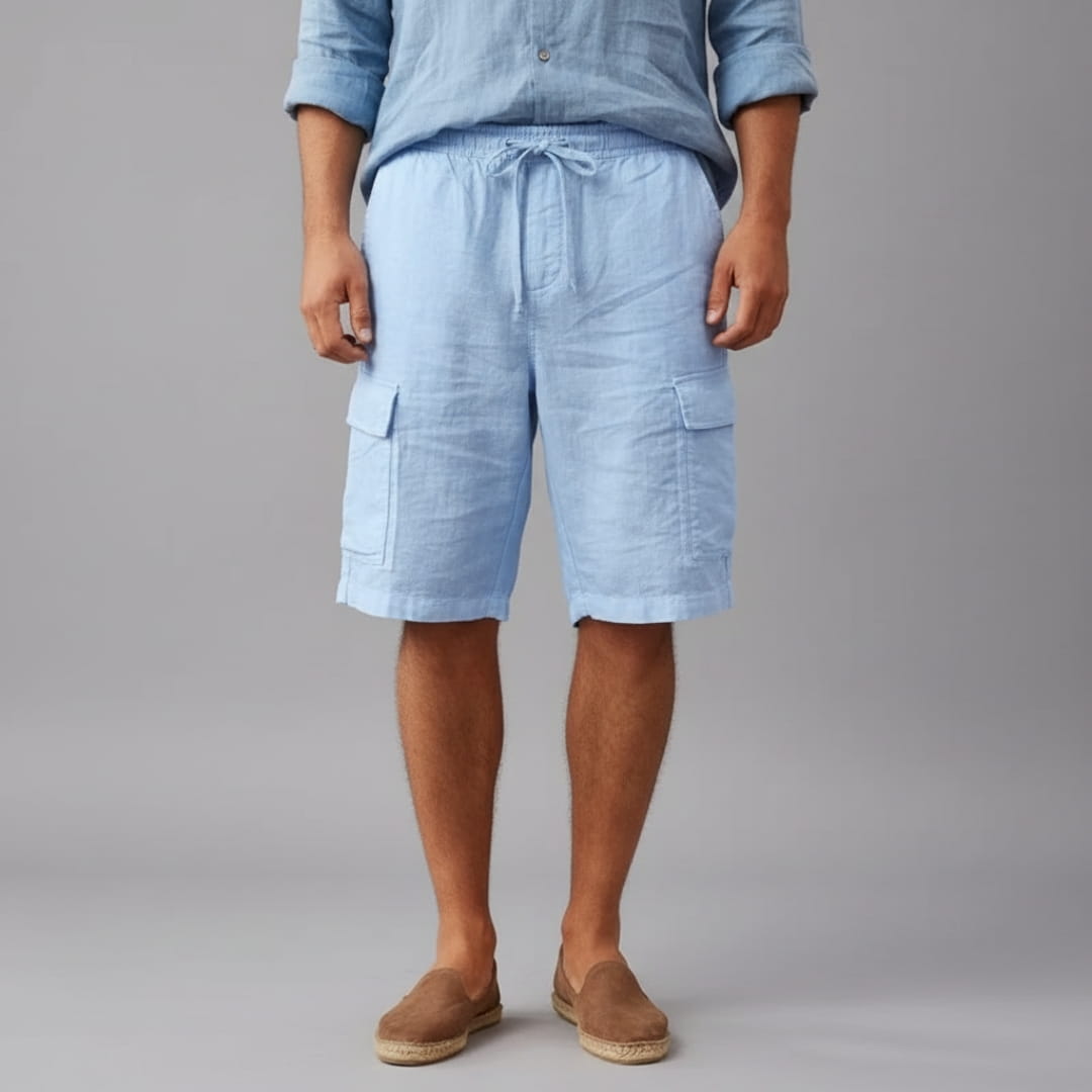 Adrian Cotton Linen Cargo Shorts – Relaxed Fit Breathable Summer Shorts