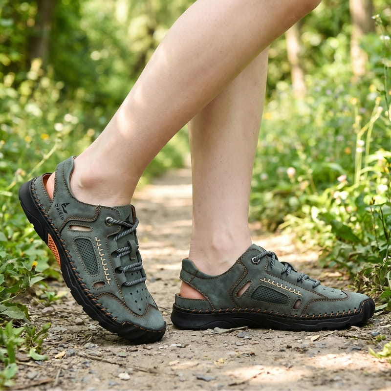 Vittorio Nubuck Leather Fisherman Sandals – Perforated Cushioned Lightweight Footwear