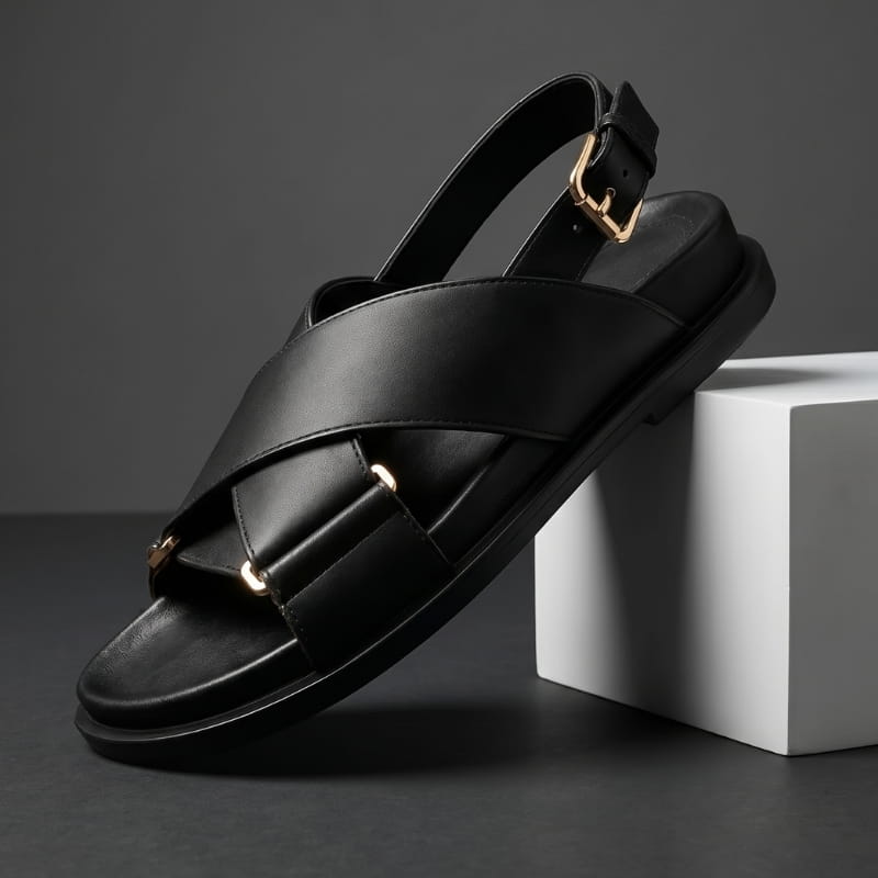 Bettina Leather Slingback Sandals – Cushioned Comfort Flat Summer Footwear