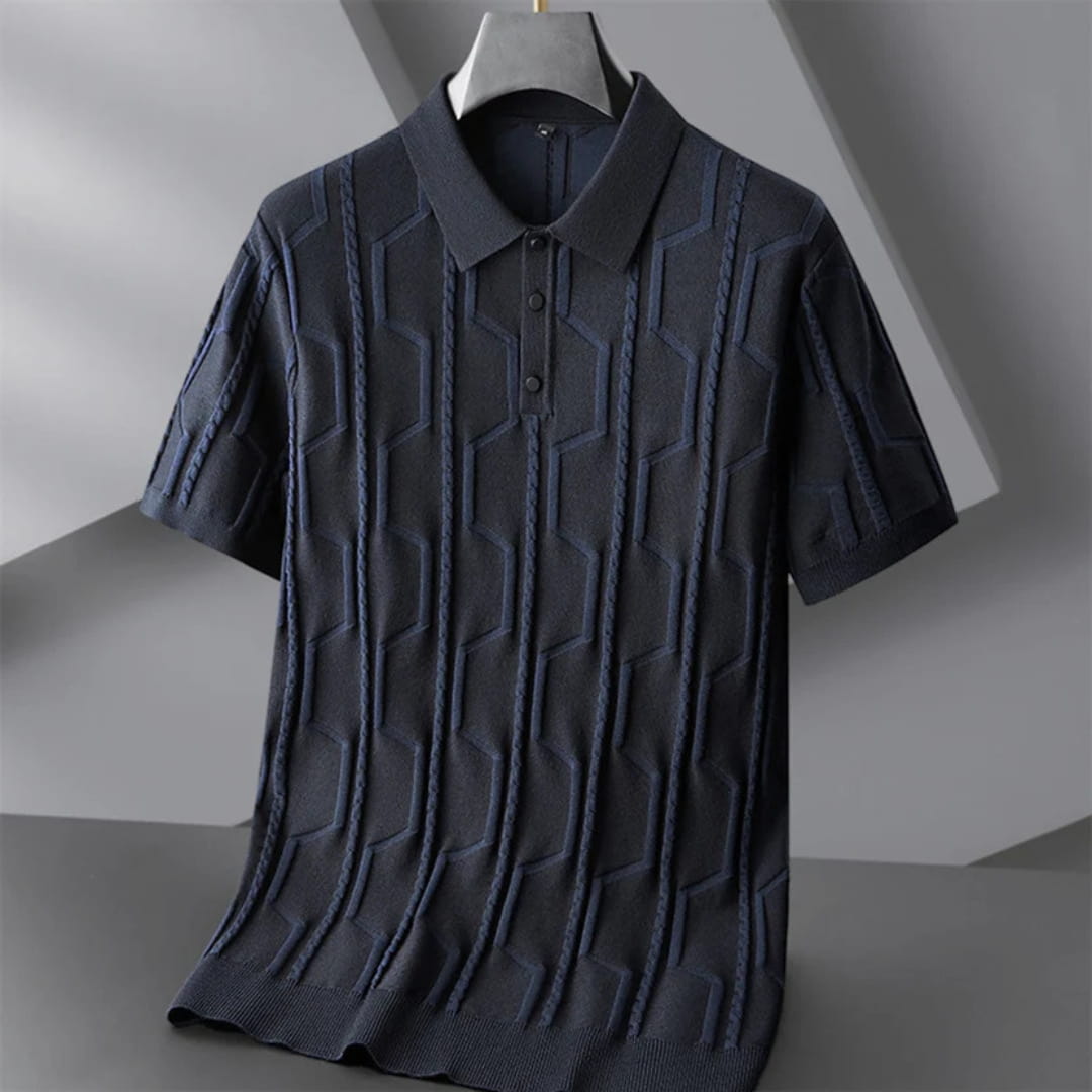 Marco Men’s Jacquard Polo Shirt – Viscose Cotton Blend with Relaxed Fit