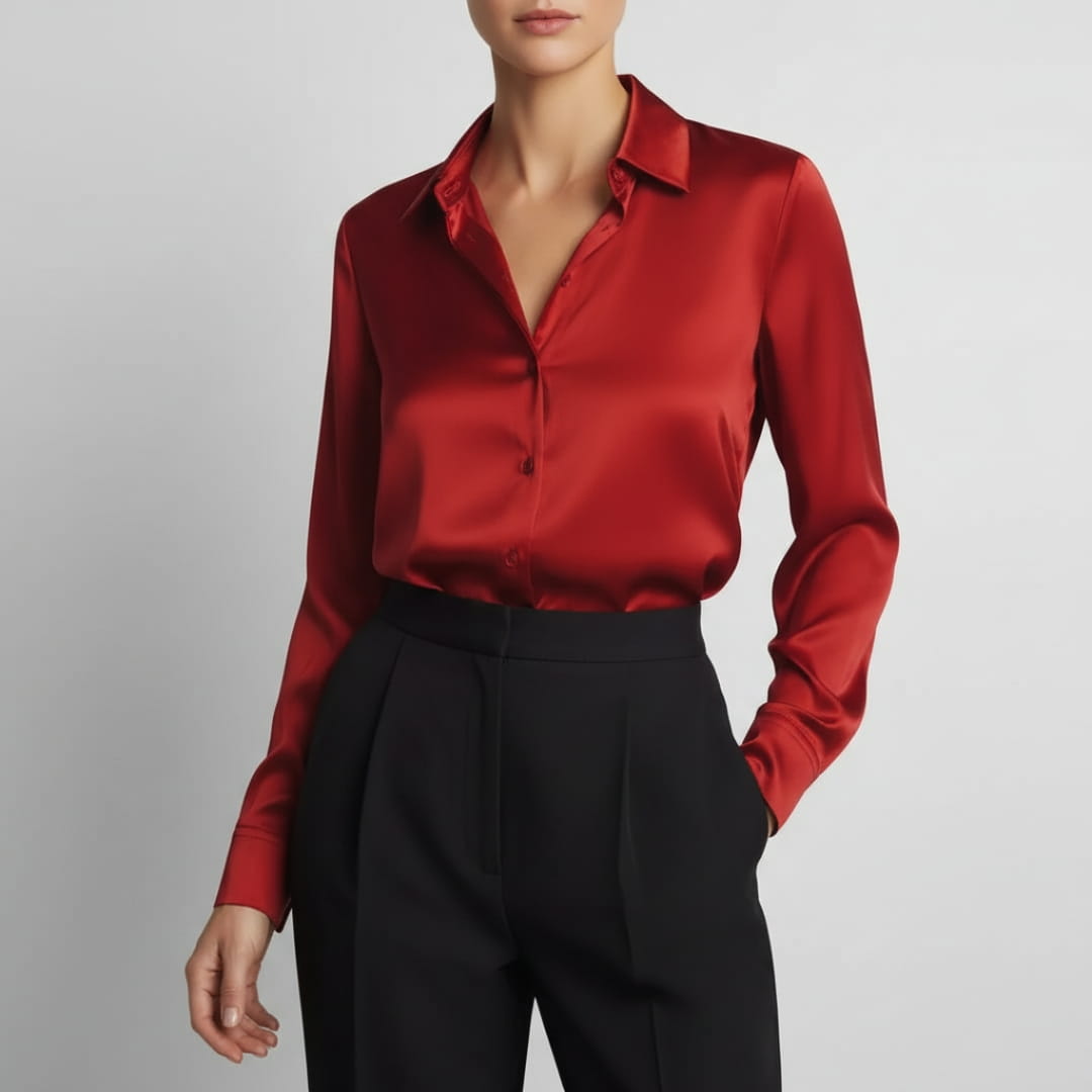 Bella Satin Shirt – Elegant Collared Women’s Blouse