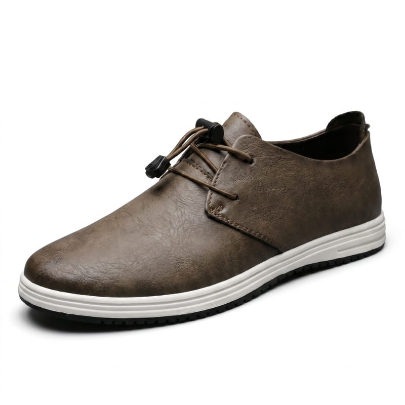 Zander Leather Lace-Up Trainers – Cushioned Lightweight Casual Footwear