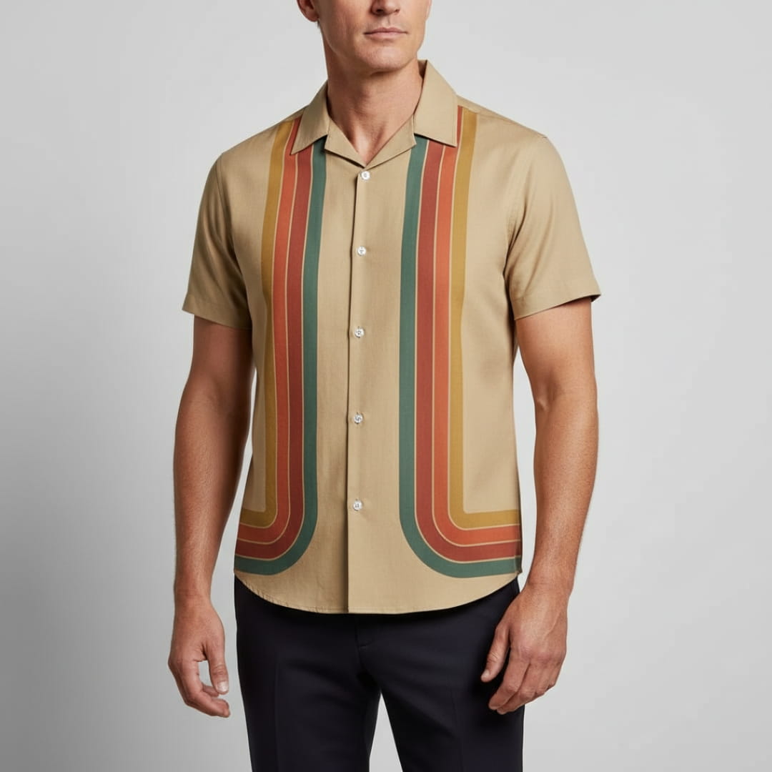 James Men’s Short Sleeve Shirt – Lyocell Blend with Relaxed Summer Fit