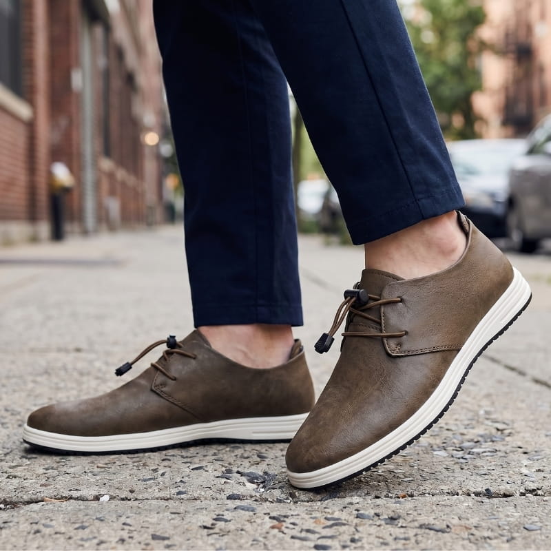 Zander Leather Lace-Up Trainers – Cushioned Lightweight Casual Footwear