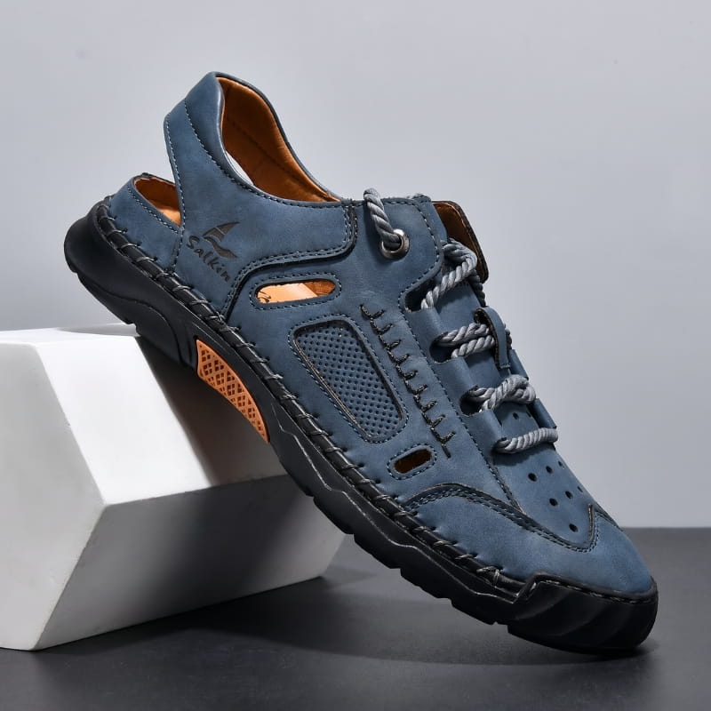 Vittorio Nubuck Leather Fisherman Sandals – Perforated Cushioned Lightweight Footwear