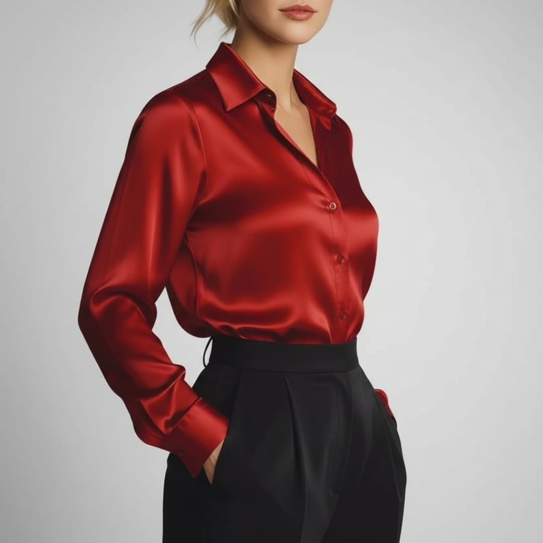Bella Satin Shirt – Elegant Collared Women’s Blouse