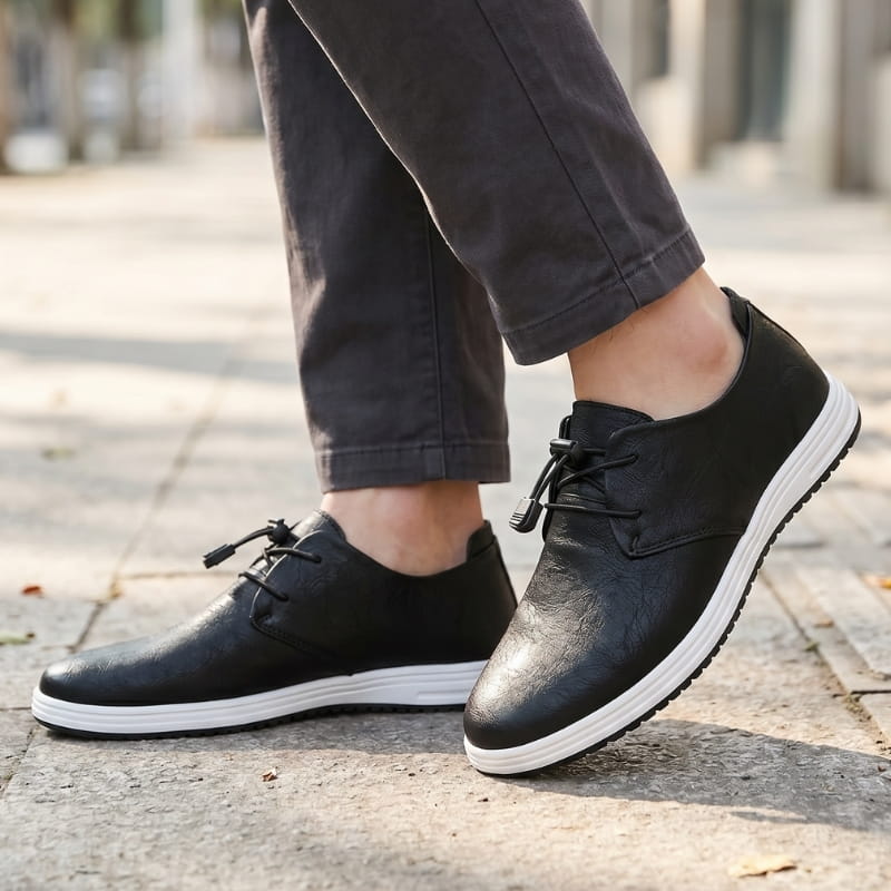 Zander Leather Lace-Up Trainers – Cushioned Lightweight Casual Footwear