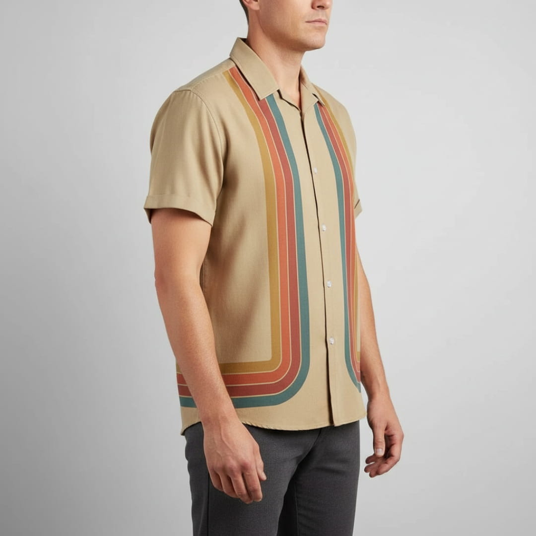 James Men’s Short Sleeve Shirt – Lyocell Blend with Relaxed Summer Fit