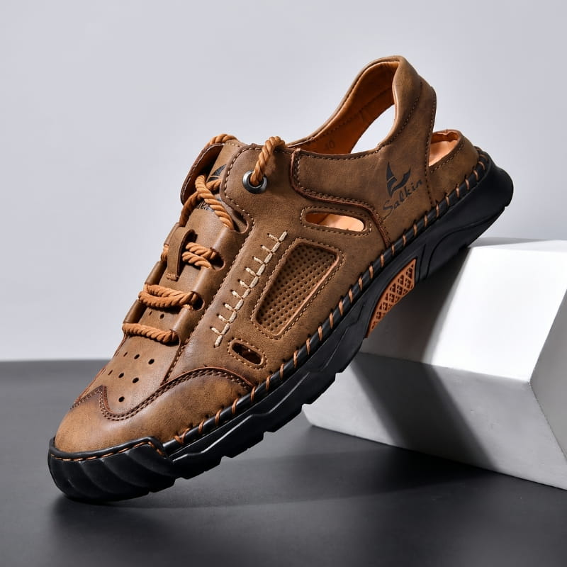 Vittorio Nubuck Leather Fisherman Sandals – Perforated Cushioned Lightweight Footwear