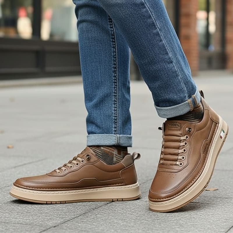 Giovanni Leather Casual Trainers – Cushioned Lightweight Streetwear Shoes