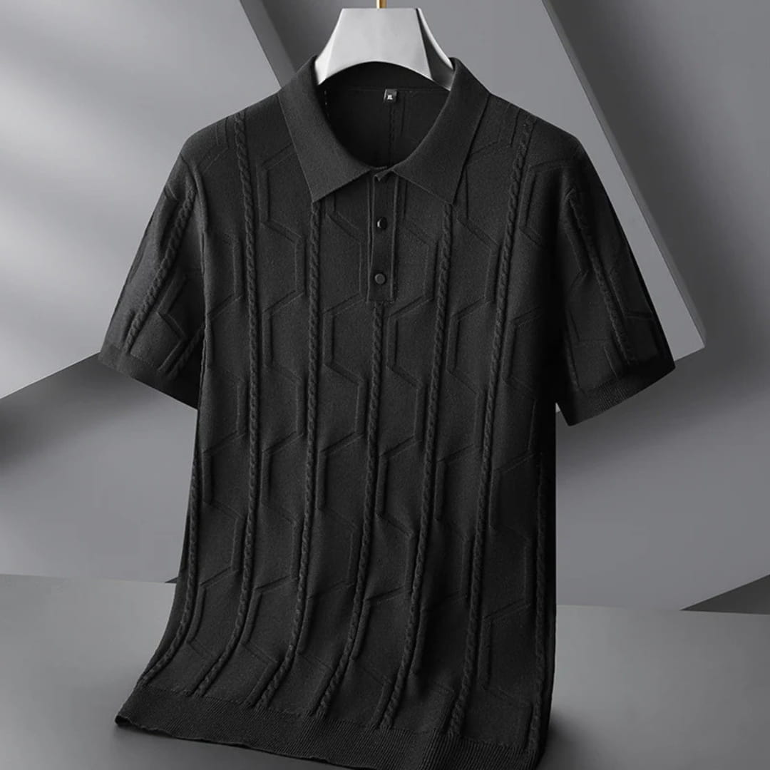 Marco Men’s Jacquard Polo Shirt – Viscose Cotton Blend with Relaxed Fit