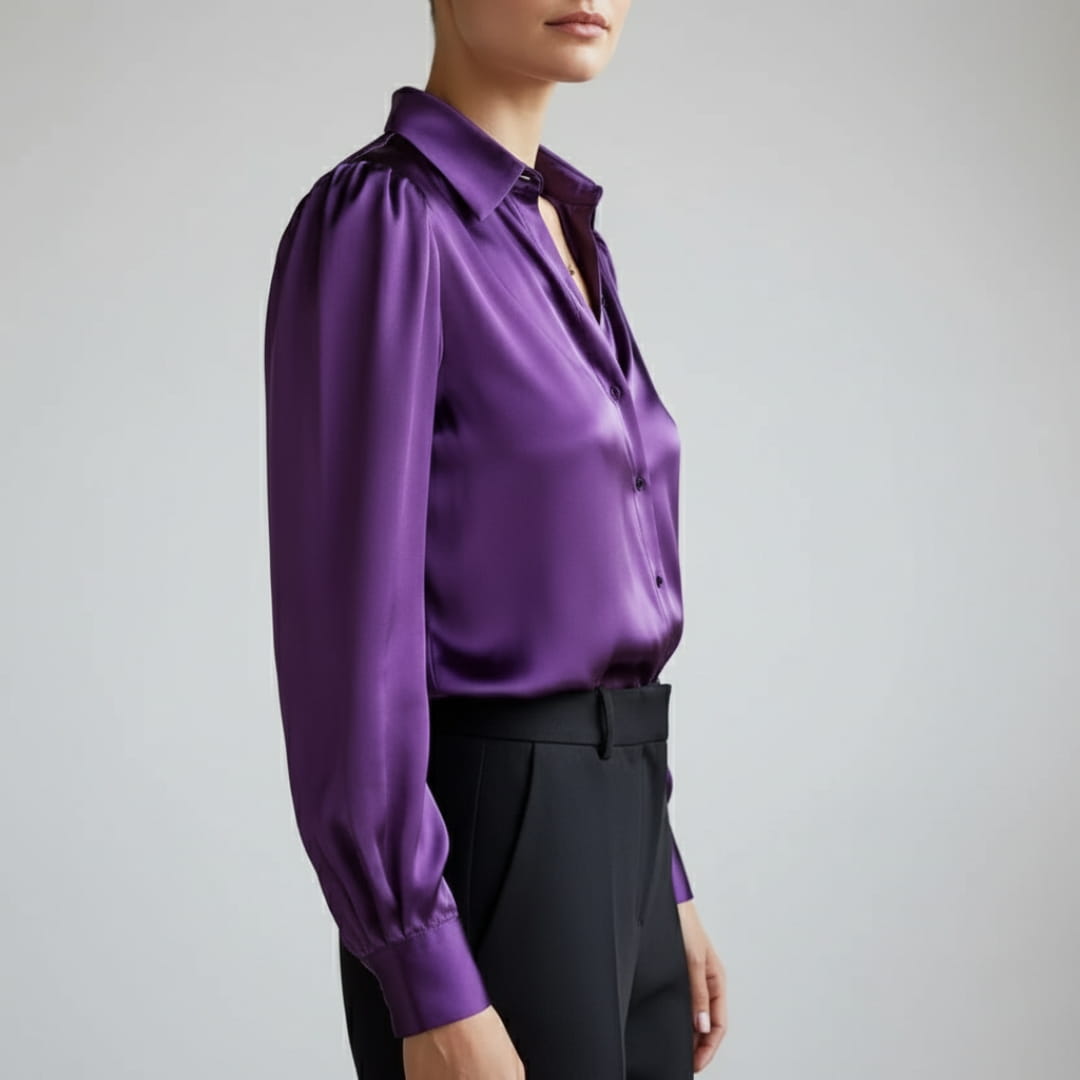 Bella Satin Shirt – Elegant Collared Women’s Blouse