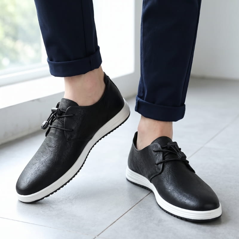Zander Leather Lace-Up Trainers – Cushioned Lightweight Casual Footwear
