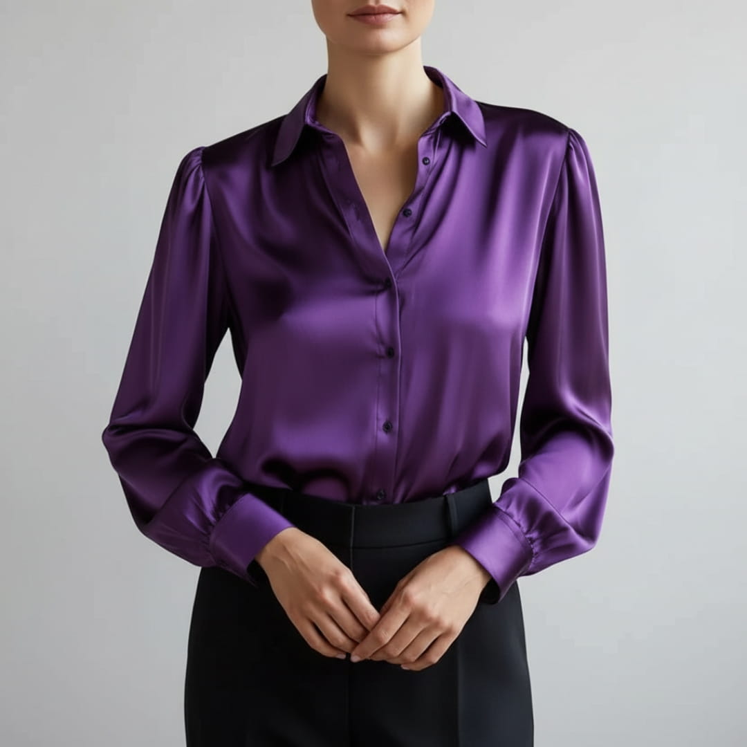 Bella Satin Shirt – Elegant Collared Women’s Blouse