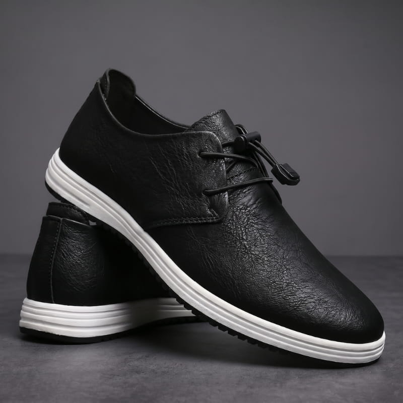 Zander Leather Lace-Up Trainers – Cushioned Lightweight Casual Footwear