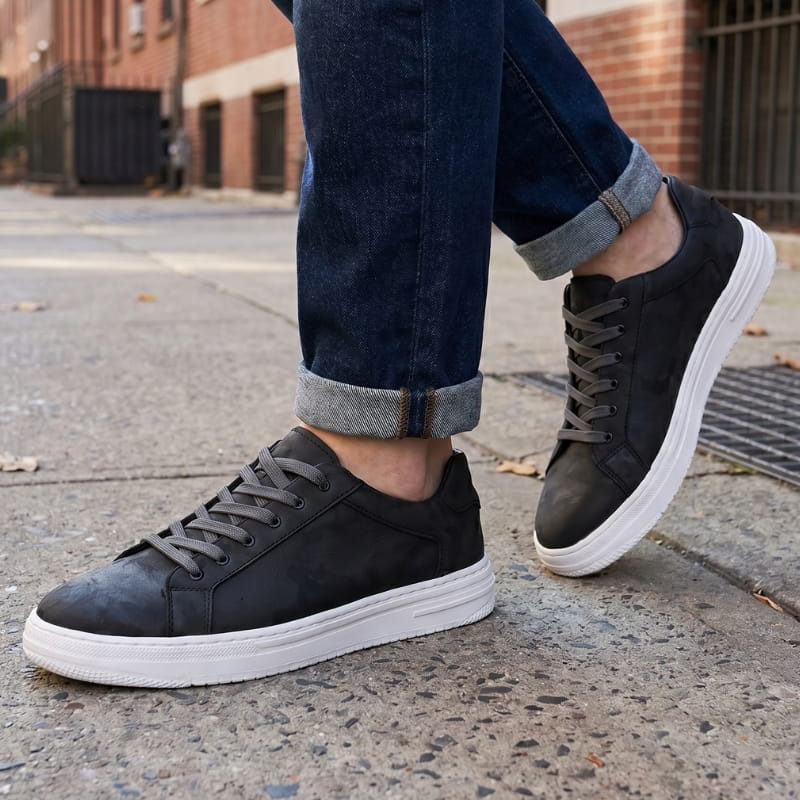 Olivier Cowhide Leather Classic Trainers – Clean-Lined Casual Shoes