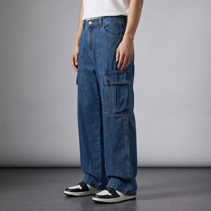 Armano Cotton Blend Straight Cargo Pants Relaxed Utility Casual Trousers
