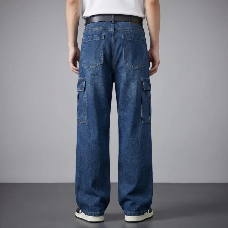 Armano Cotton Blend Straight Cargo Pants Relaxed Utility Casual Trousers