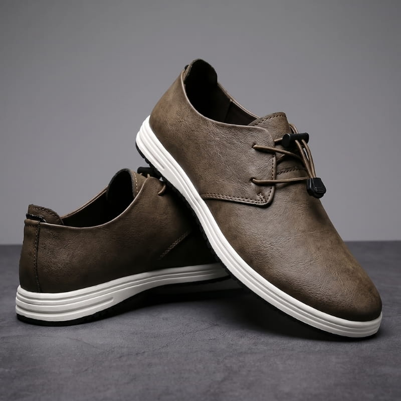 Zander Leather Lace-Up Trainers – Cushioned Lightweight Casual Footwear