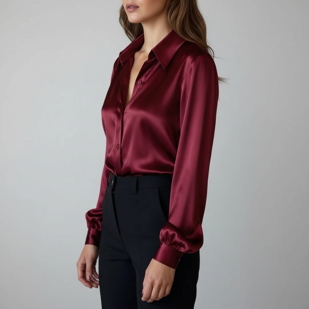 Bella Satin Shirt – Elegant Collared Women’s Blouse