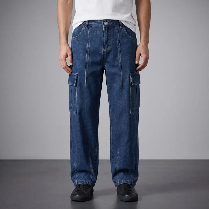 Armano Cotton Blend Straight Cargo Pants Relaxed Utility Casual Trousers