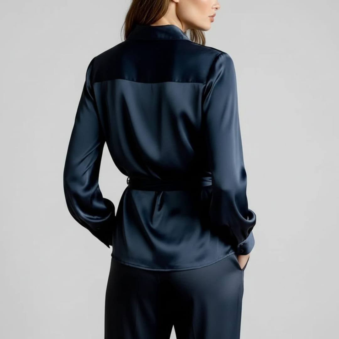 Bella Satin Shirt – Elegant Collared Women’s Blouse