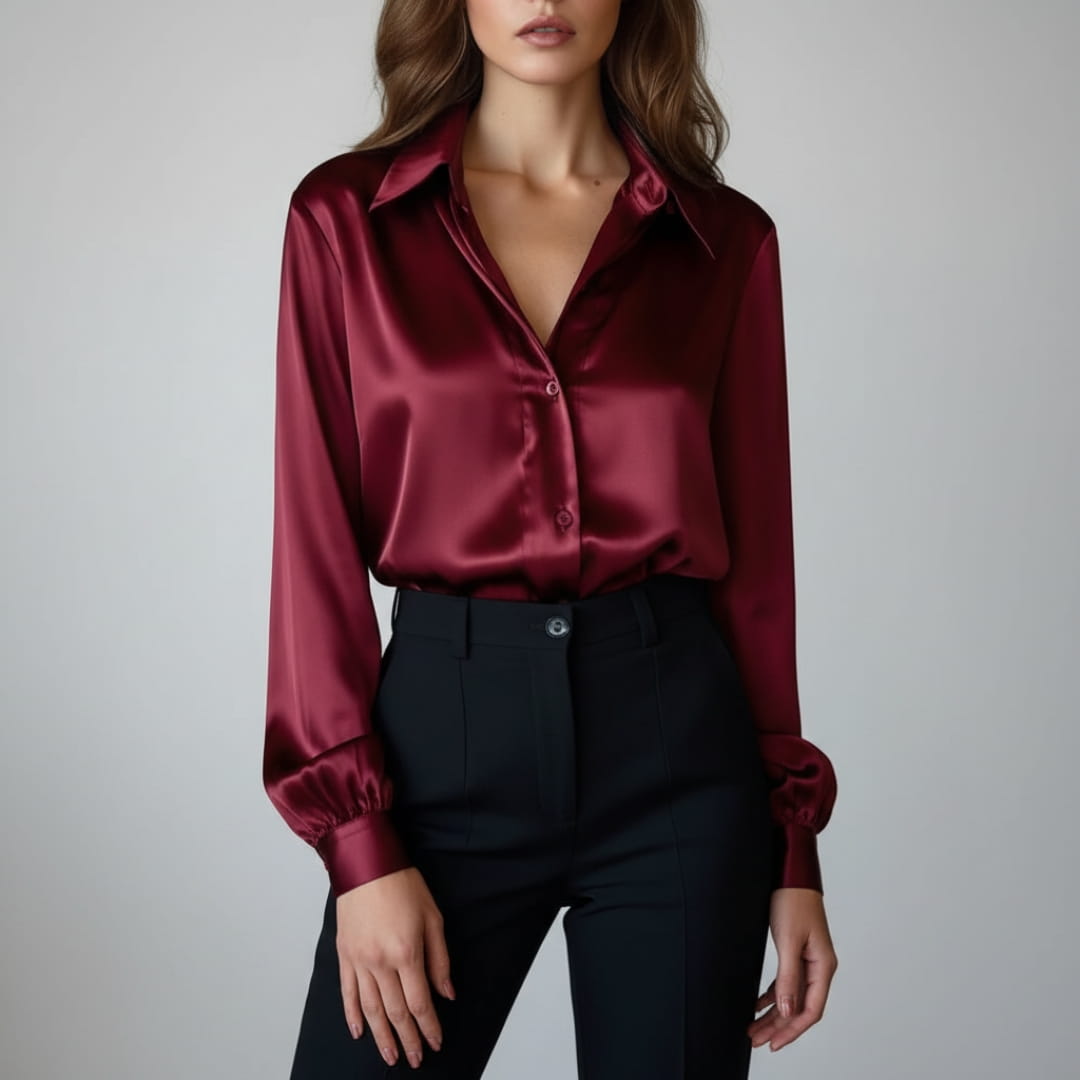 Bella Satin Shirt – Elegant Collared Women’s Blouse