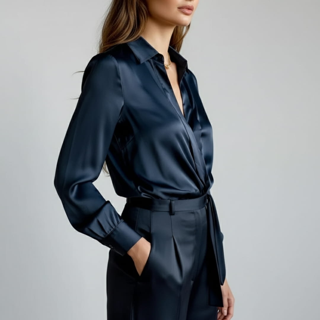 Bella Satin Shirt – Elegant Collared Women’s Blouse