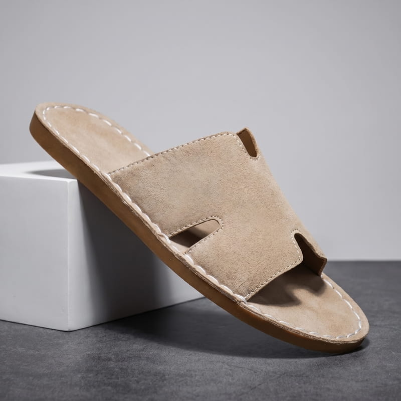 Vicente Suede Slide Sandals – Hand-Stitched Open-Toe Casual Footwear