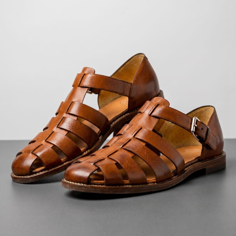 Marco Leather Fisherman Sandals – Closed-Toe Breathable Buckled Summer Footwear