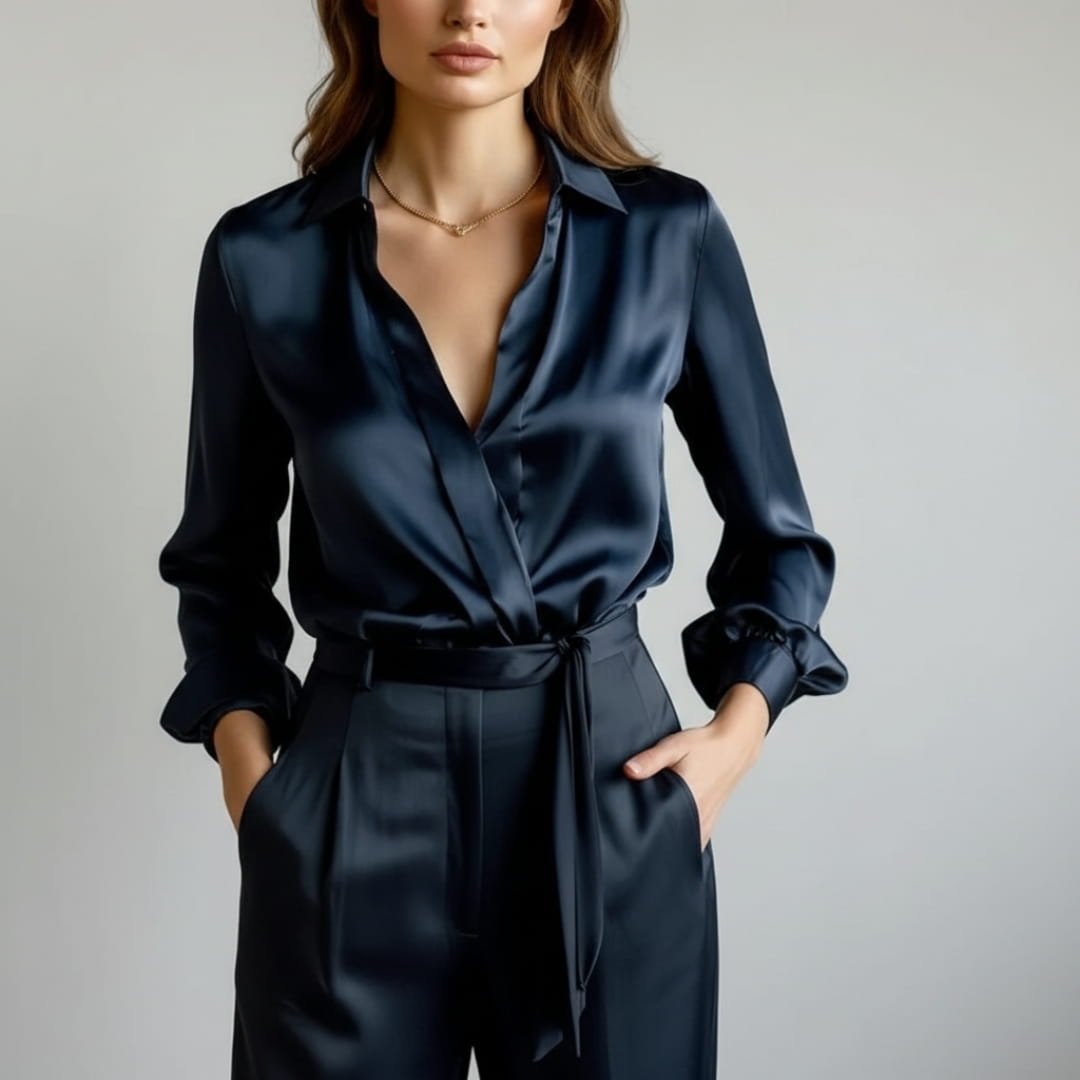 Bella Satin Shirt – Elegant Collared Women’s Blouse