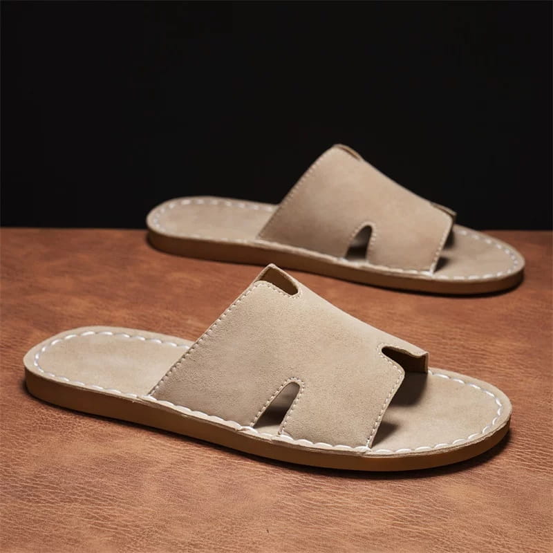 Vicente Suede Slide Sandals – Hand-Stitched Open-Toe Casual Footwear
