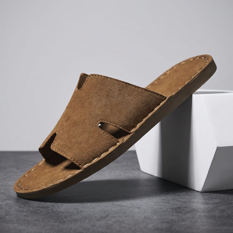 Vicente Suede Slide Sandals – Hand-Stitched Open-Toe Casual Footwear