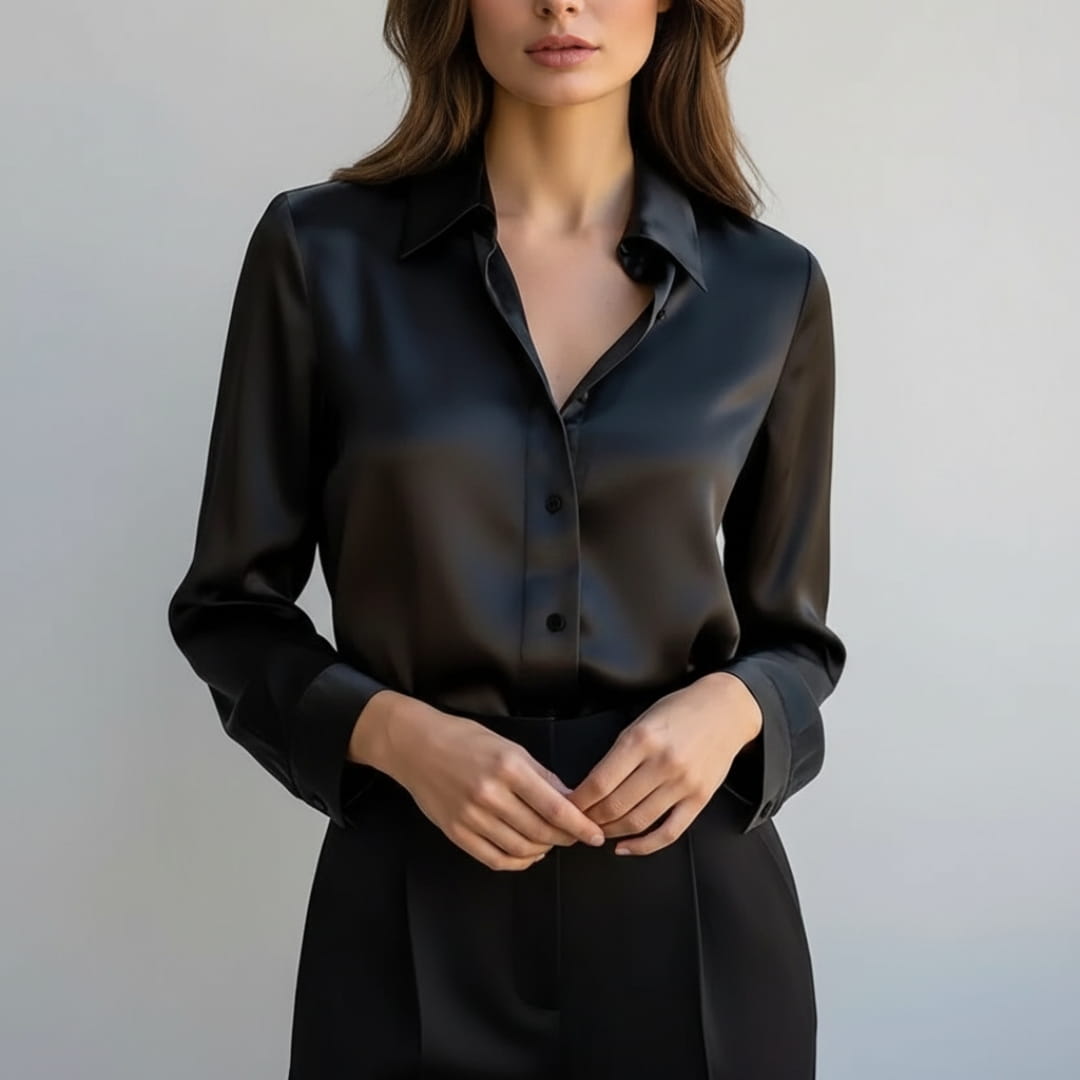 Bella Satin Shirt – Elegant Collared Women’s Blouse