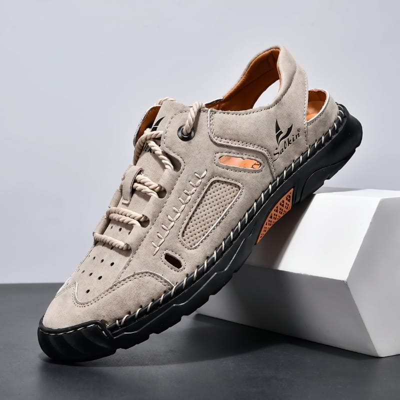 Vittorio Nubuck Leather Fisherman Sandals – Perforated Cushioned Lightweight Footwear