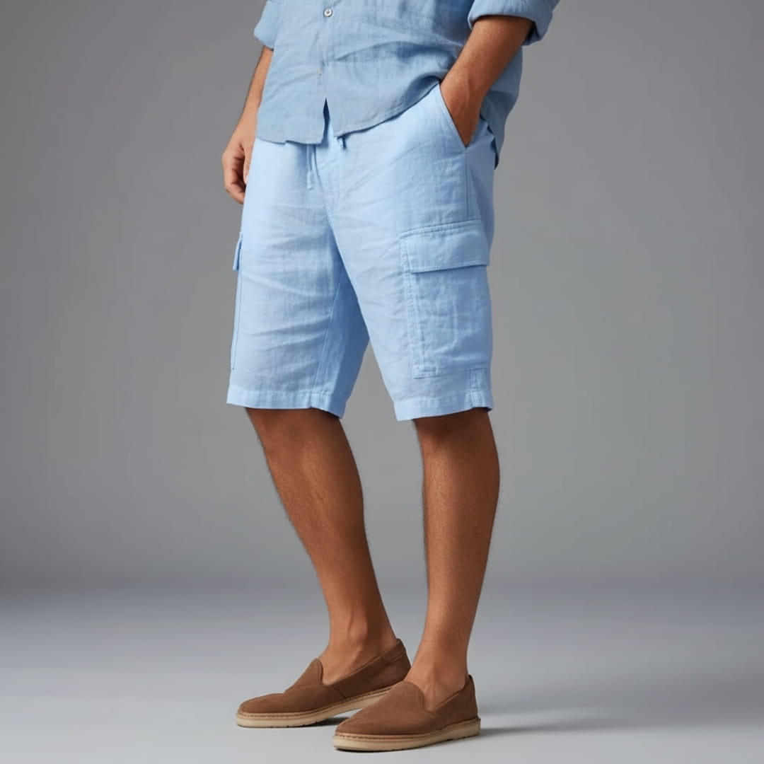 Adrian Cotton Linen Cargo Shorts – Relaxed Fit Breathable Summer Shorts