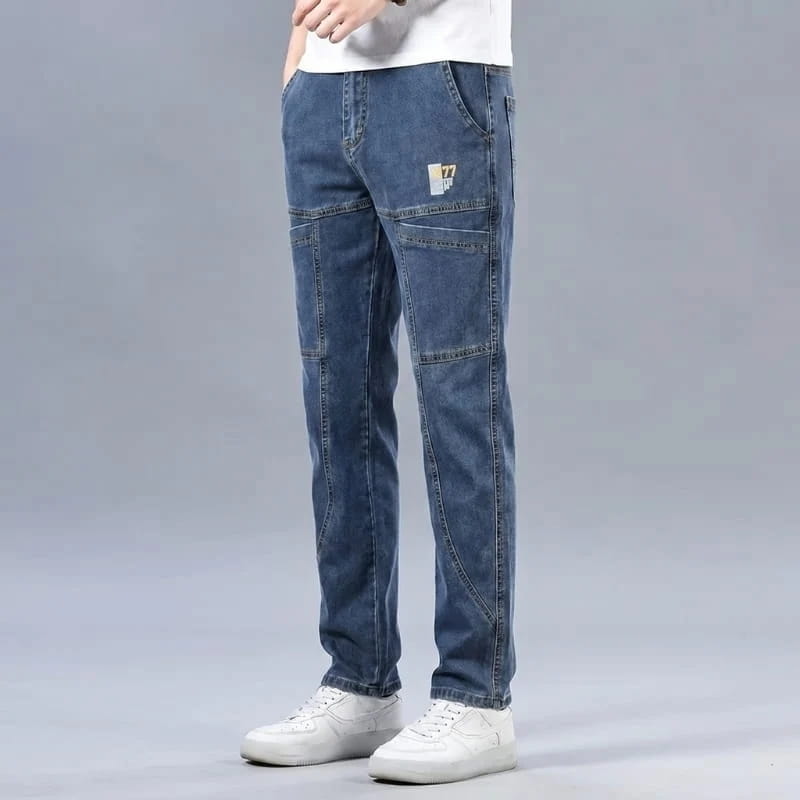 Huston Stretch Denim Cargo Jeans – Tapered Straight-Leg Utility Casual Trousers
