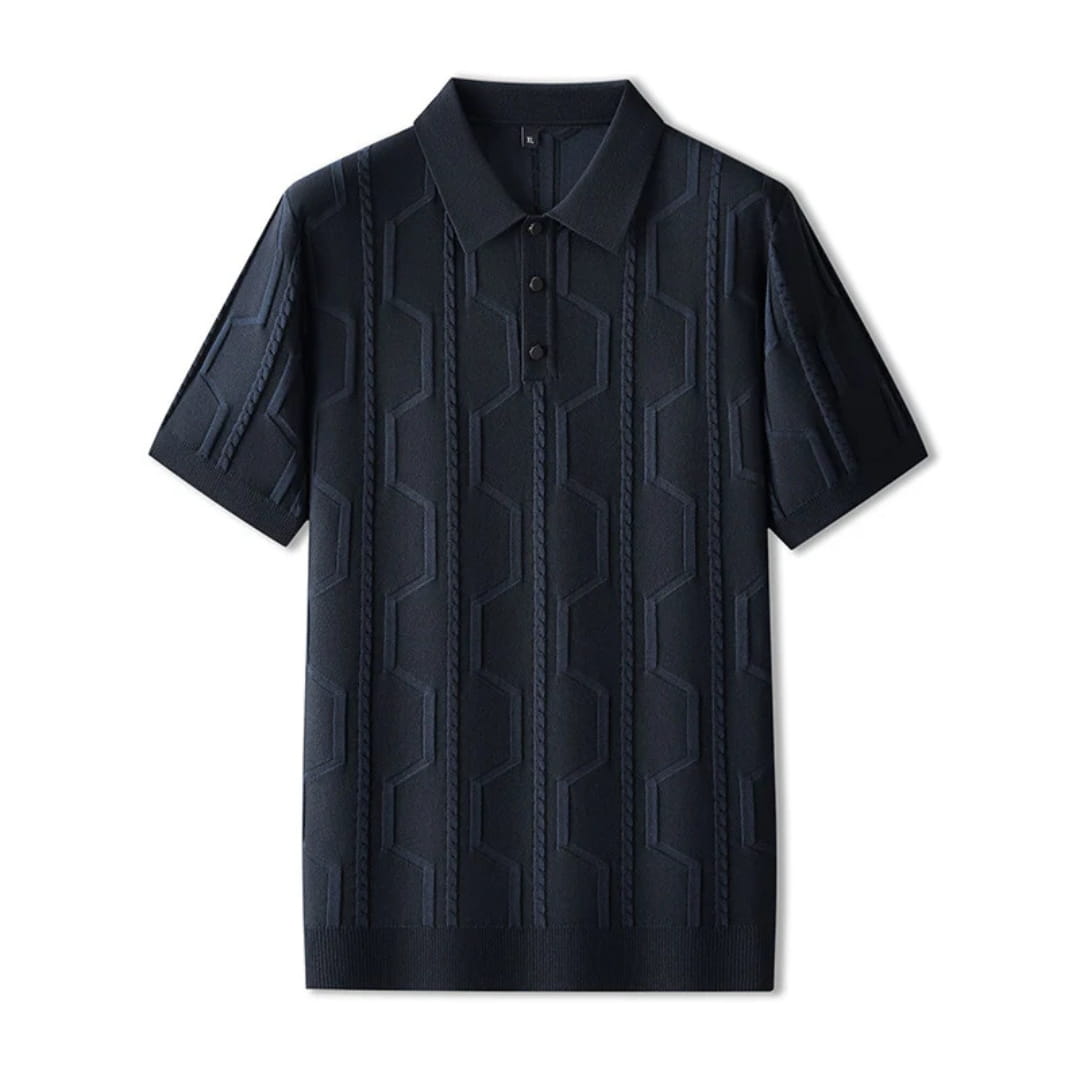 Marco Men’s Jacquard Polo Shirt – Viscose Cotton Blend with Relaxed Fit