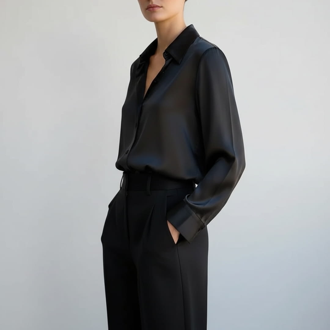 Bella Satin Shirt – Elegant Collared Women’s Blouse