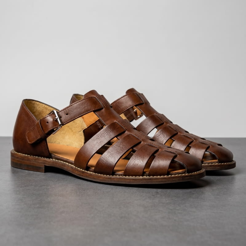 Marco Leather Fisherman Sandals – Closed-Toe Breathable Buckled Summer Footwear