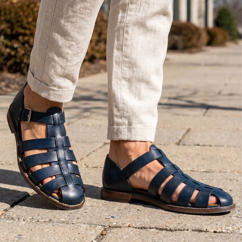 Marco Leather Fisherman Sandals – Closed-Toe Breathable Buckled Summer Footwear