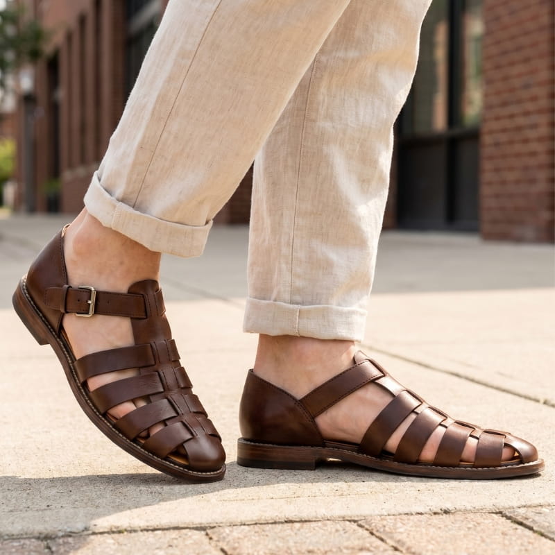 Marco Leather Fisherman Sandals – Closed-Toe Breathable Buckled Summer Footwear