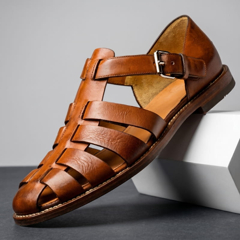 Marco Leather Fisherman Sandals – Closed-Toe Breathable Buckled Summer Footwear