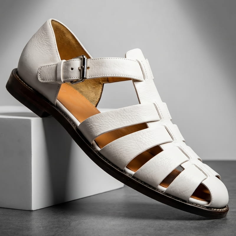 Marco Leather Fisherman Sandals – Closed-Toe Breathable Buckled Summer Footwear