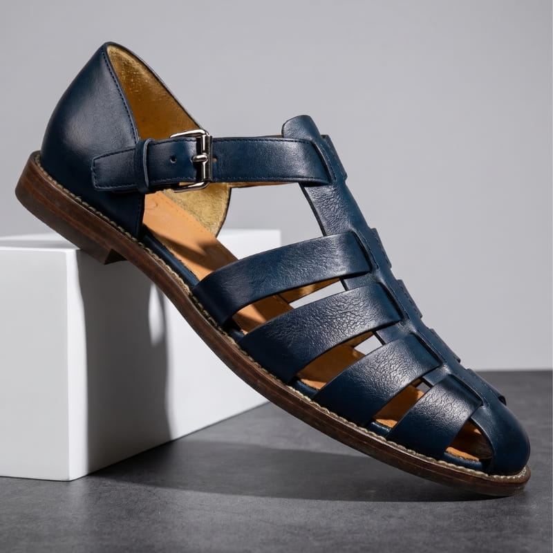 Marco Leather Fisherman Sandals – Closed-Toe Breathable Buckled Summer Footwear